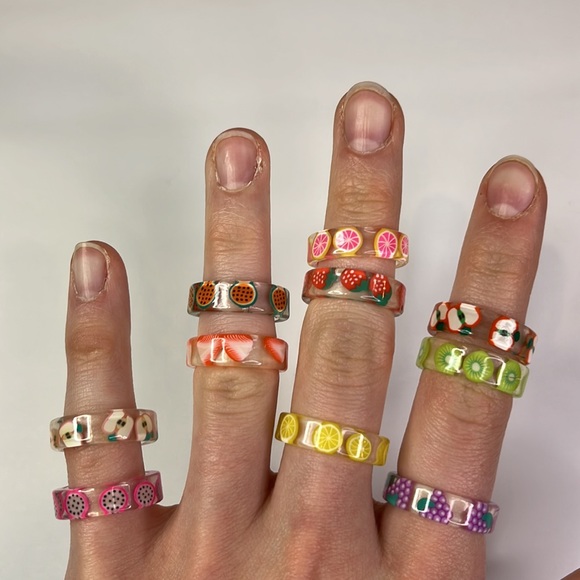 10 set resin fruit rings - Picture 4 of 8